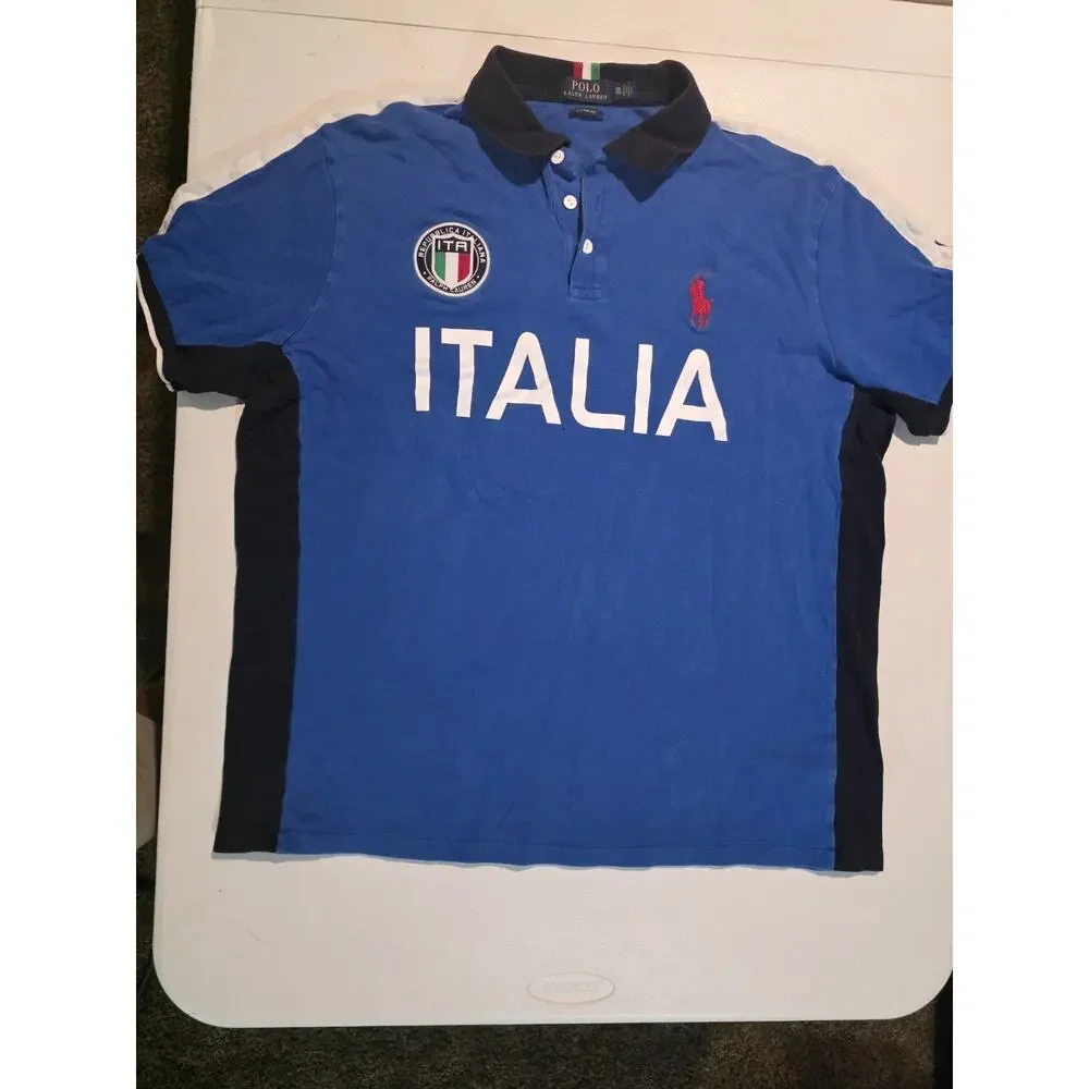 Polo Ralph Lauren Italy Rugby Polo Shirt Big Pony Men Sz XXL Blue